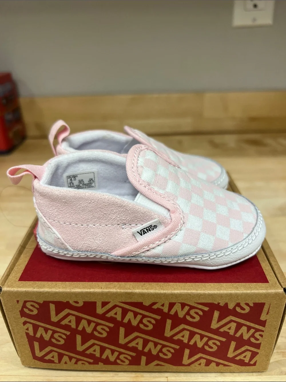 Vans Pink Checkered Slip-On Crib Baby Shoes